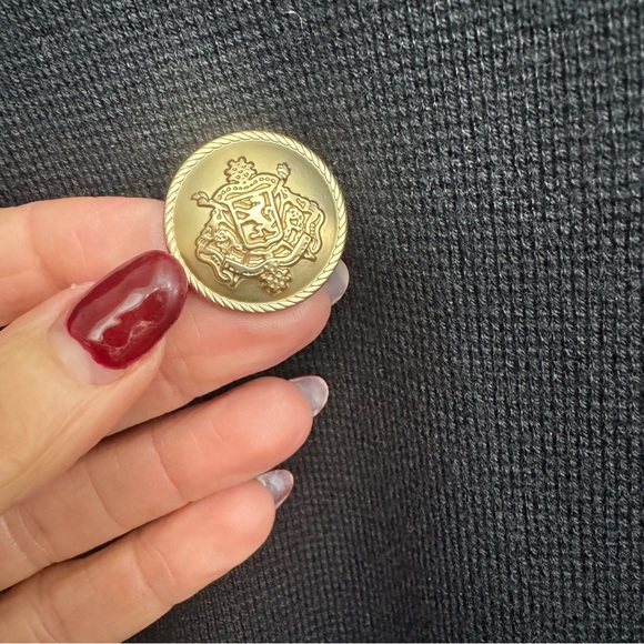 J. Crew Black Pea Sweater Coat with Gold Buttons - Picture 7 of 8